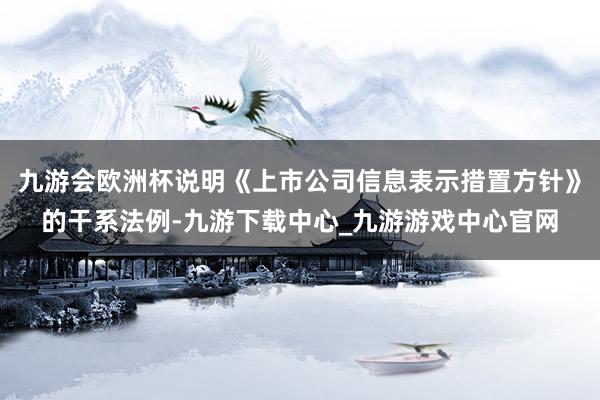 九游会欧洲杯说明《上市公司信息表示措置方针》的干系法例-九游下载中心_九游游戏中心官网