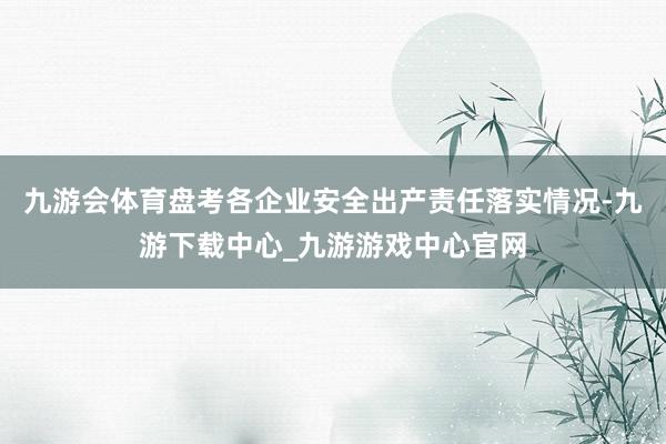 九游会体育盘考各企业安全出产责任落实情况-九游下载中心_九游游戏中心官网